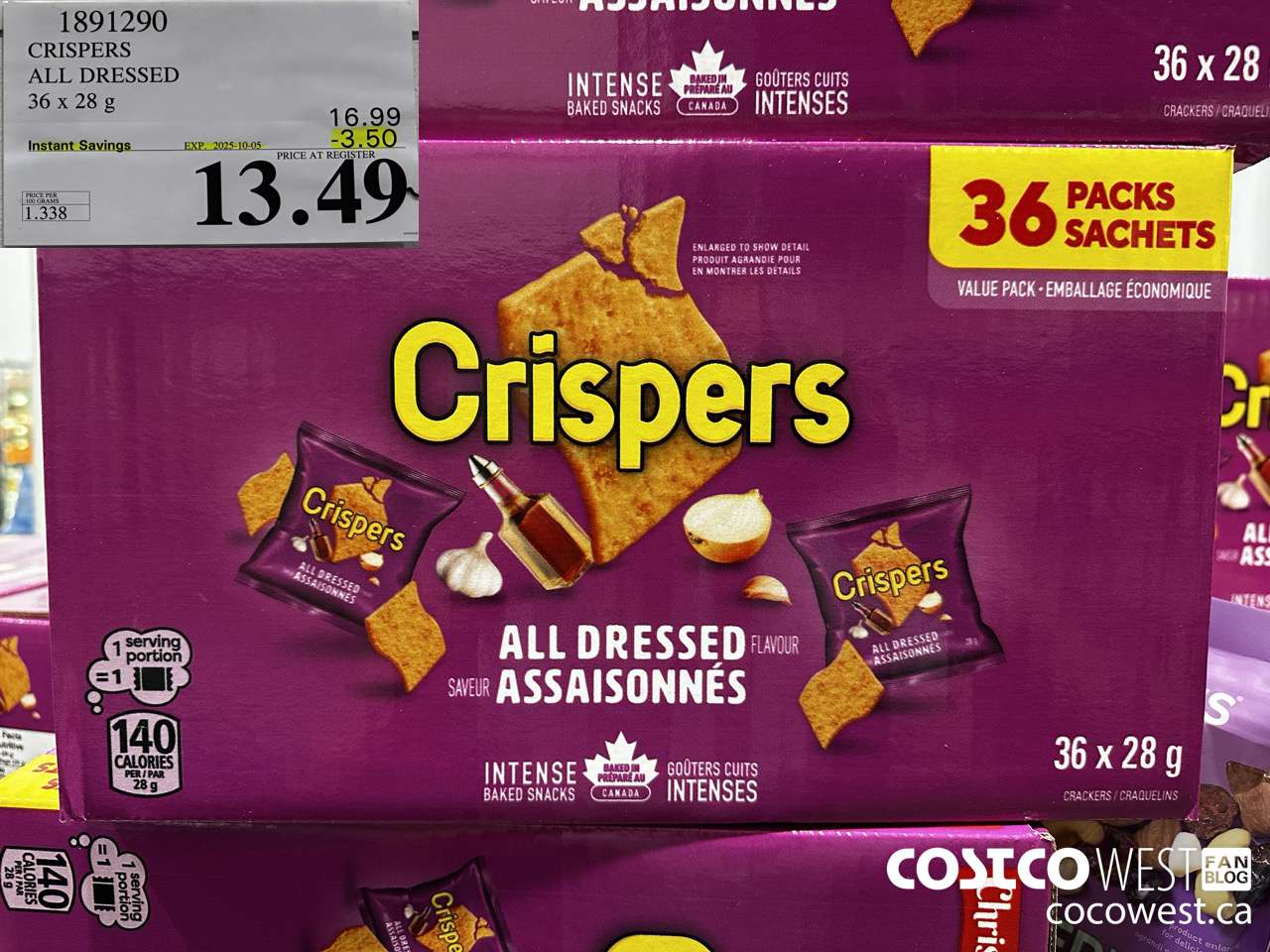 1891290 CRISPERS ALL DRESSED 36 X 28G ($3.50 INSTANT SAVINGS EXPIRES ON 2025-10-05) $13.49