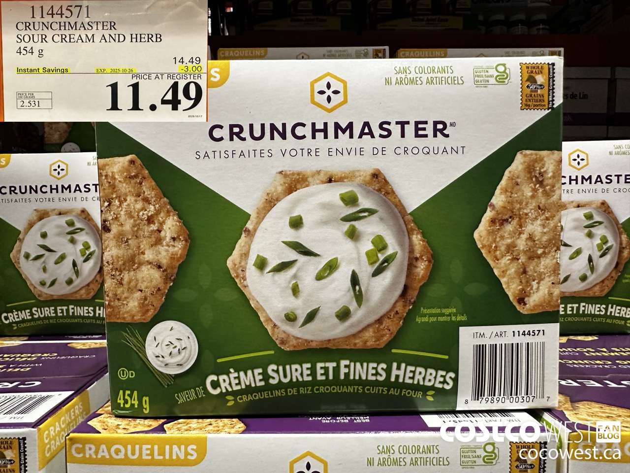 1144571 CRUCHMASTER SOUR CREAM AND HERB 454G ($3.00 INSTANT SAVINGS EXPIRES ON 2025-10-26) $11.49