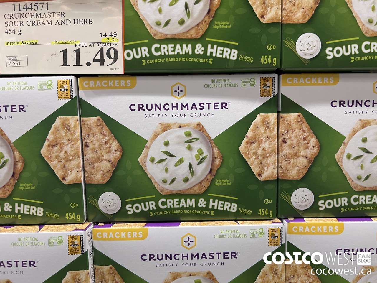 1144571 CRUCHMASTER SOUR CREAM AND HERB 454G ($3.00 INSTANT SAVINGS EXPIRES ON 2025-10-26) $11.49