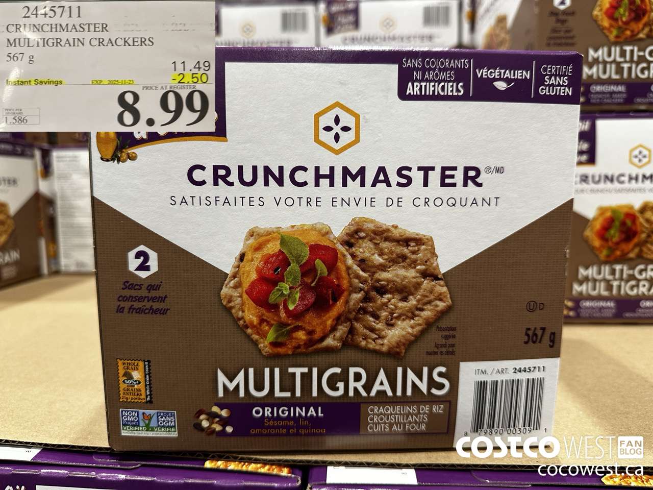 2445711 CRUNCHMASTER MULTIGRAIN CRACKERS 567G ($2.50 INSTANT SAVINGS EXPIRES ON 2025-11-23) $8.99