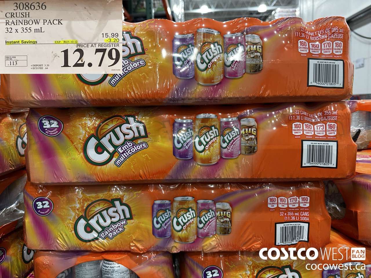 308636 CRUSH RAINBOW PACK 32 X 355 ML ($3.20 INSTANT SAVINGS EXPIRES ON 2025-10-12) $12.79