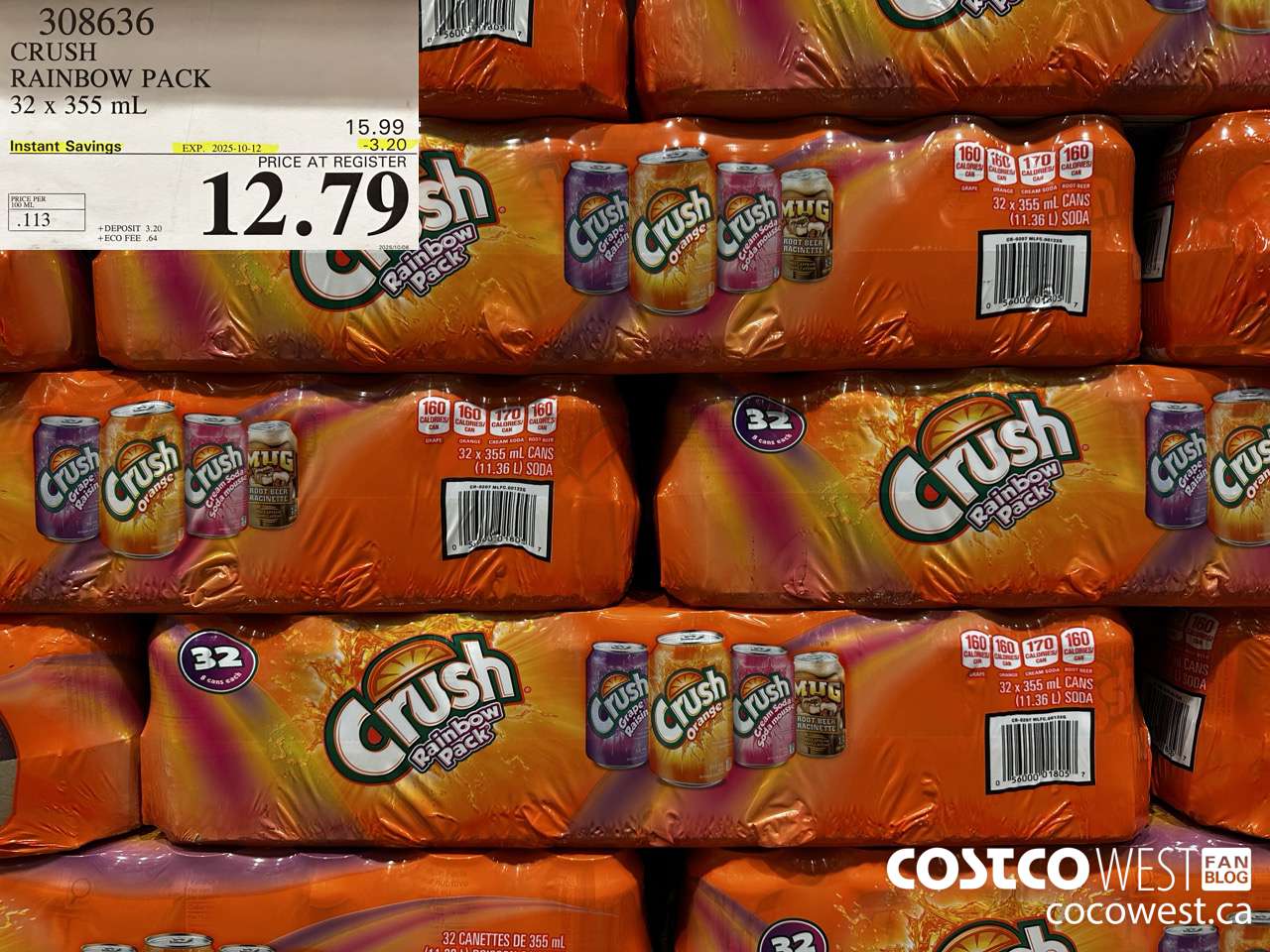 308636 CRUSH RAINBOW PACK 32 X 355 ML ($3.20 INSTANT SAVINGS EXPIRES ON 2025-10-12) $12.79