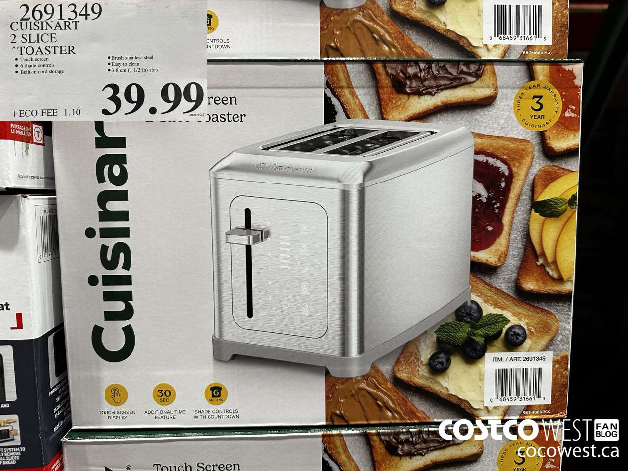 2691349 CUISINART 2 SLICE TOASTER $39.99