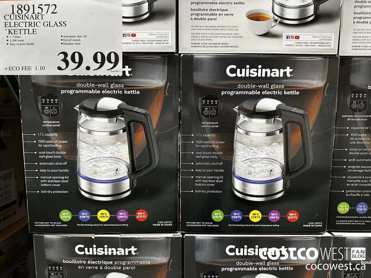 1891572 CUISINART ELECTRIC GLASS KETTLE $39.99