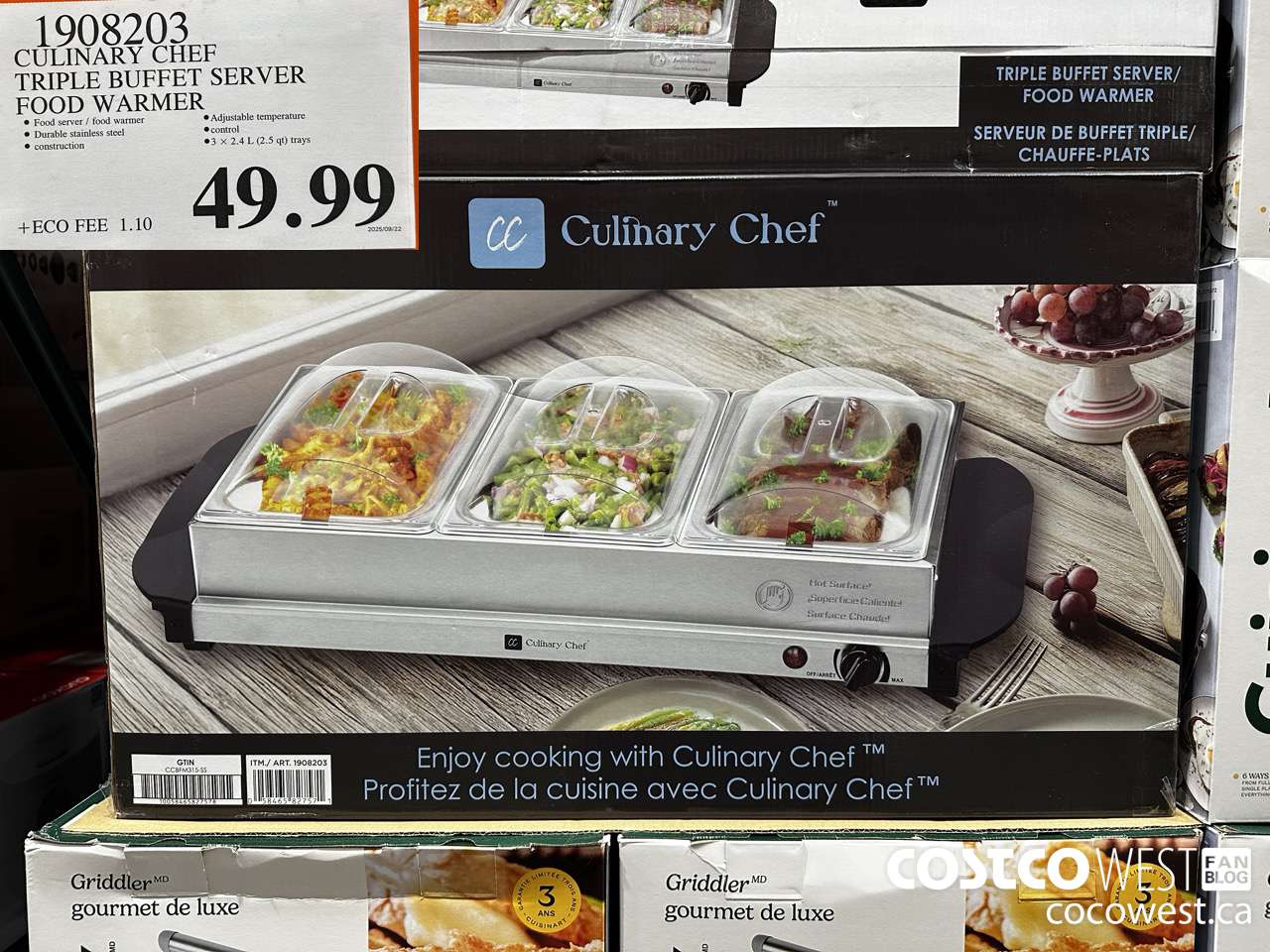 1908203 CULINARY CHEF TRIPLE BUFFET SERVER FOOD WARMER $49.99