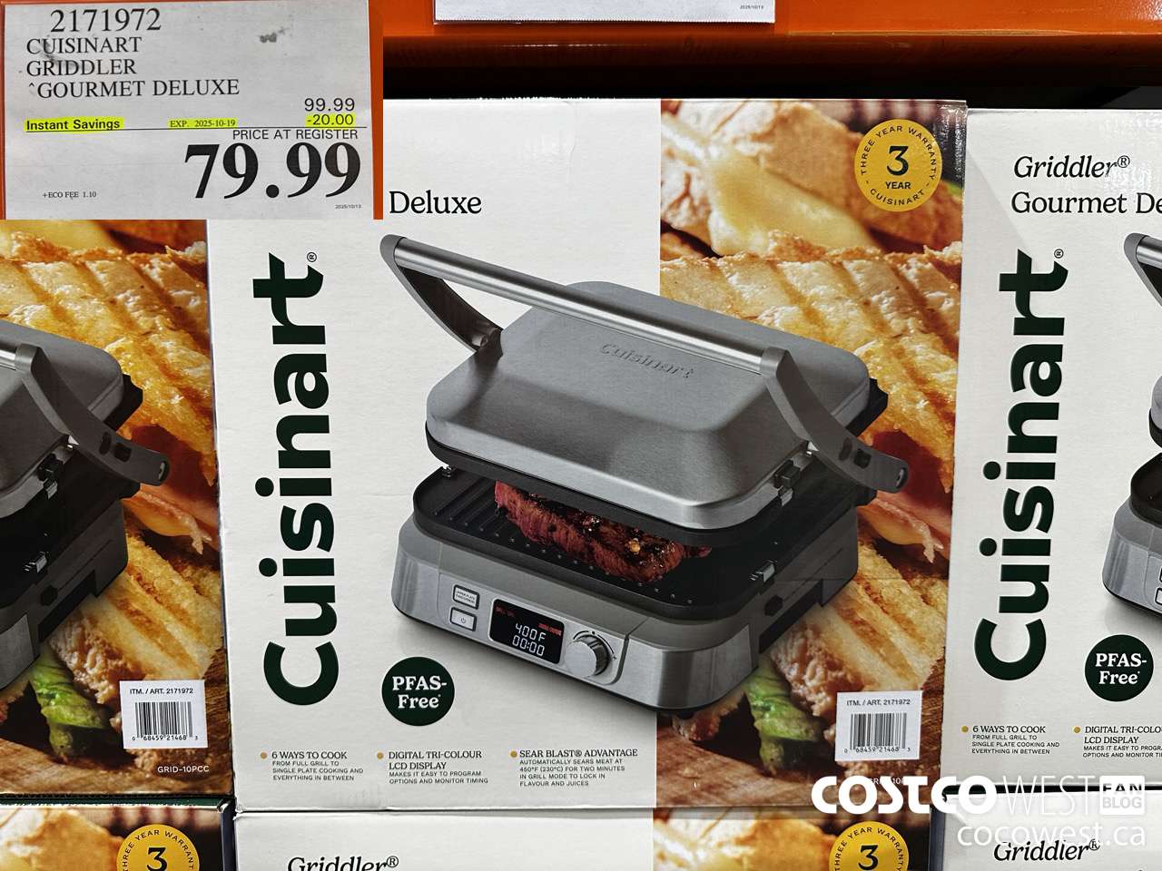 2171972 CUSINART GRIDDLER GOURMET DELUXE ($20.00 INSTANT SAVINGS EXPIRES ON 2025-10-19) $79.99