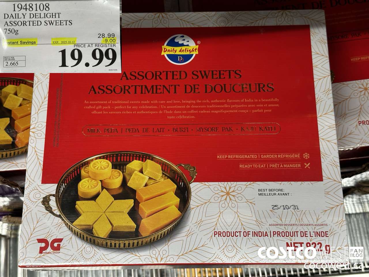 1948108 DAILY DELIGHTS ASSORTED SWEETS 750G ($9.00 INSTANT SAVINGS EXPIRES ON 2025-10-12) $19.99