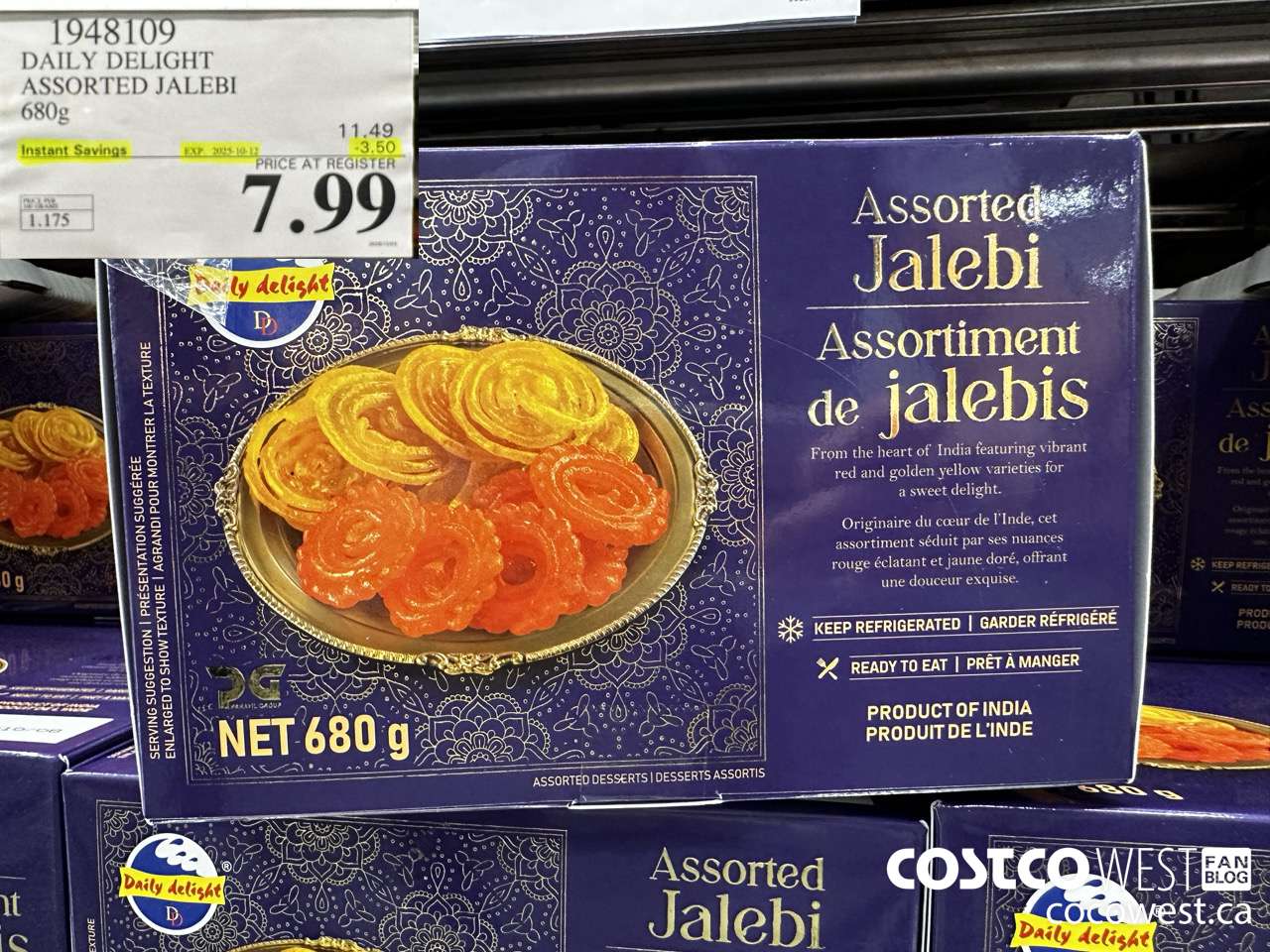 1948109 DAILY DELIGHT ASSORTED JALEBI 680G ($3.50 INSTANT SAVINGS EXPIRES ON 2025-10-12) $7.99