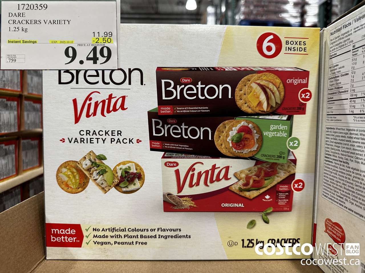 1720359 DARE CRACKERS VARIETY 6 PACK 1.25 KG ($2.50 INSTANT SAVINGS EXPIRES ON 2025-10-12) $9.49