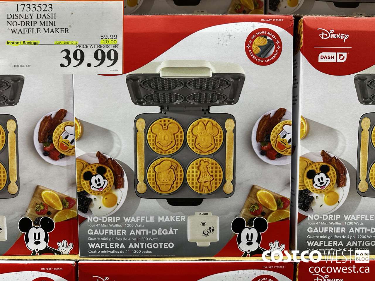 1733523 DASH DISNEY NO-DRIP WAFFLE MAKER 1200 WATTS ($20.00 INSTANT SAVINGS EXPIRES ON 2025-10-12) $39.99