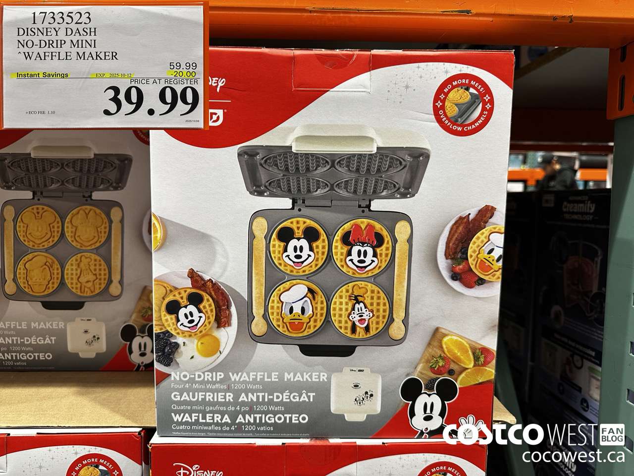 1733523 DASH DISNEY NO-DRIP WAFFLE MAKER 1200 WATTS ($20.00 INSTANT SAVINGS EXPIRES ON 2025-10-12) $39.99