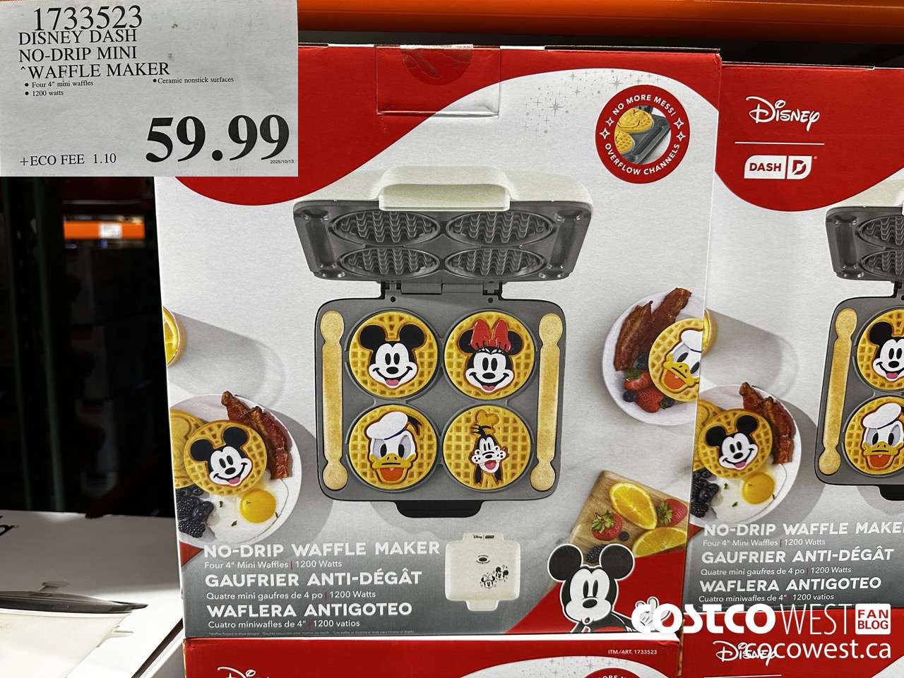 1733523 DASH DISNEY NO-DRIP WAFFLE MAKER $59.99