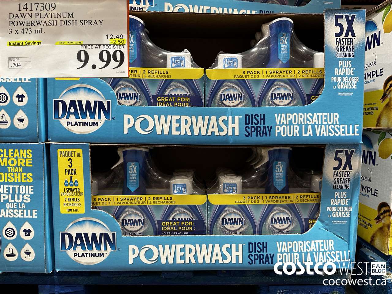 1417309 DAWN POWERWASH DISHWASHING DETERGENT 3 x 473 mL ($2.50 INSTANT SAVINGS EXPIRES ON 2025-10-26) $9.99