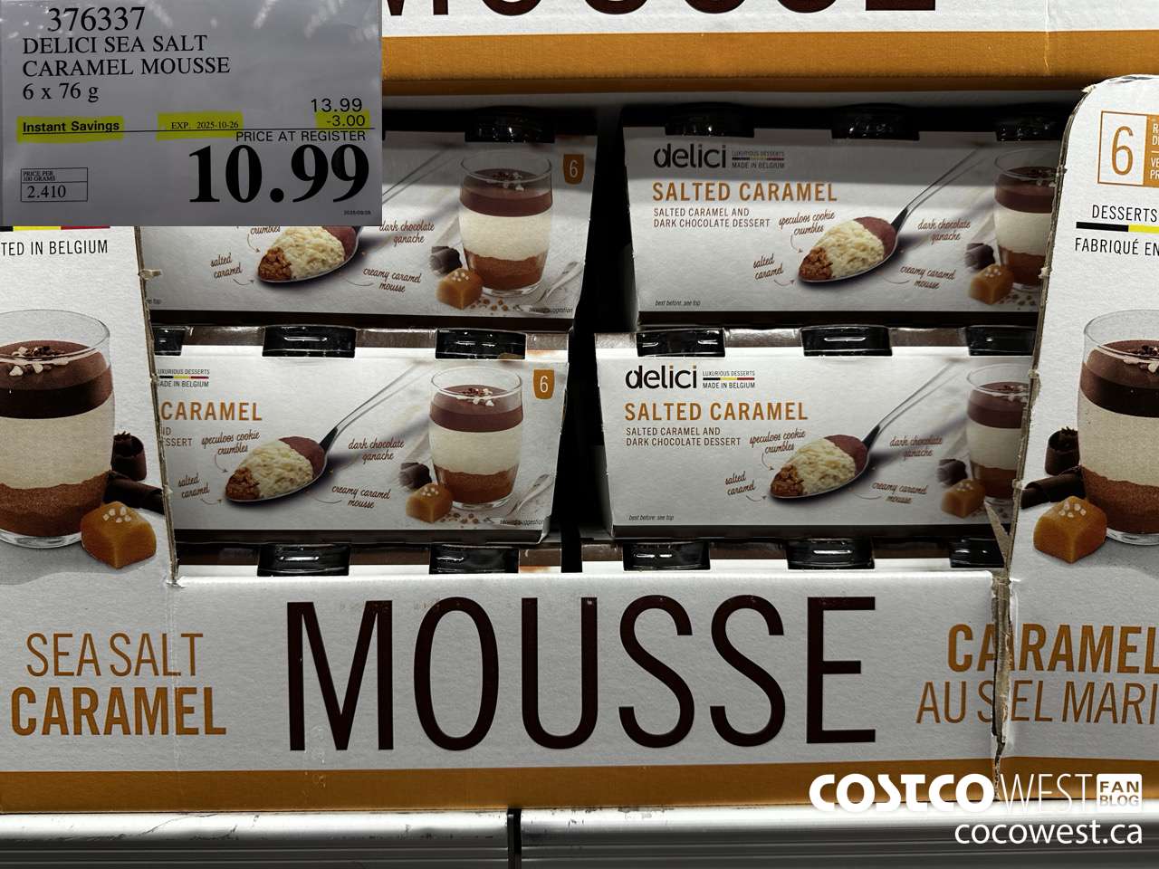 376337 DELICI SEA SALT CARAMEL MOUSSE 6 x 76 g ($3.00 INSTANT SAVINGS EXPIRES ON 2025-10-26) $10.99