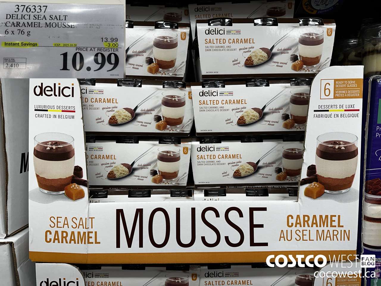 376337 DELICI SEA SALT CARAMEL MOUSSE 6 x 76 g ($3.00 INSTANT SAVINGS EXPIRES ON 2025-10-30) $10.99