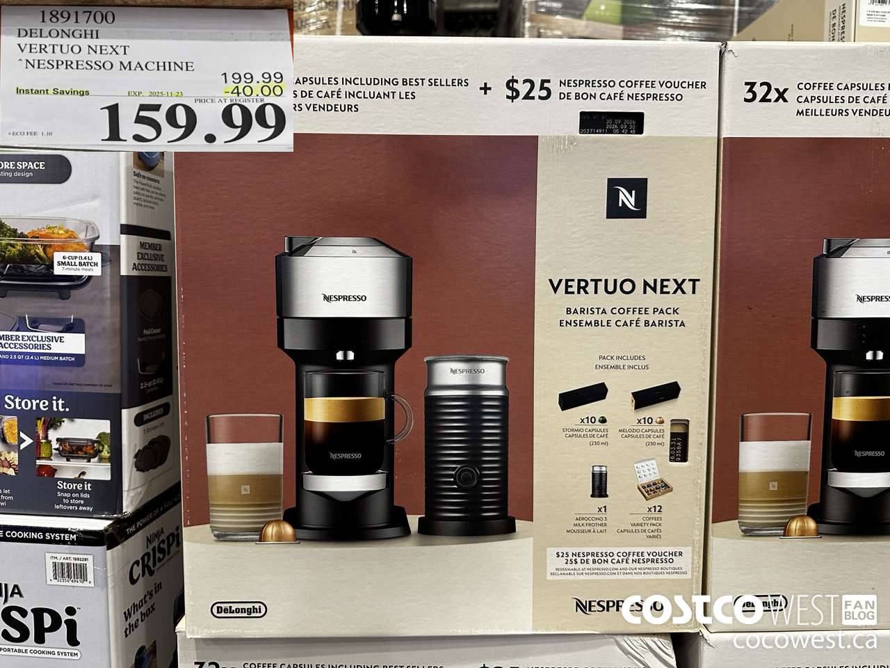 1891700 DELONGHI NESPRESSO VERTUO ESPRESSO MAKER ($40.00 INSTANT SAVINGS EXPIRES ON 2025-11-23) $159.99