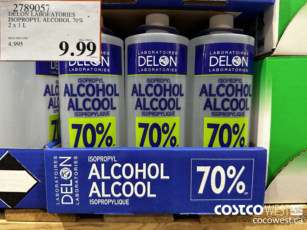 2789057 DELON LABORATORIES ISOPROPYL ALCOHOL 70% 2 X 1L $9.99