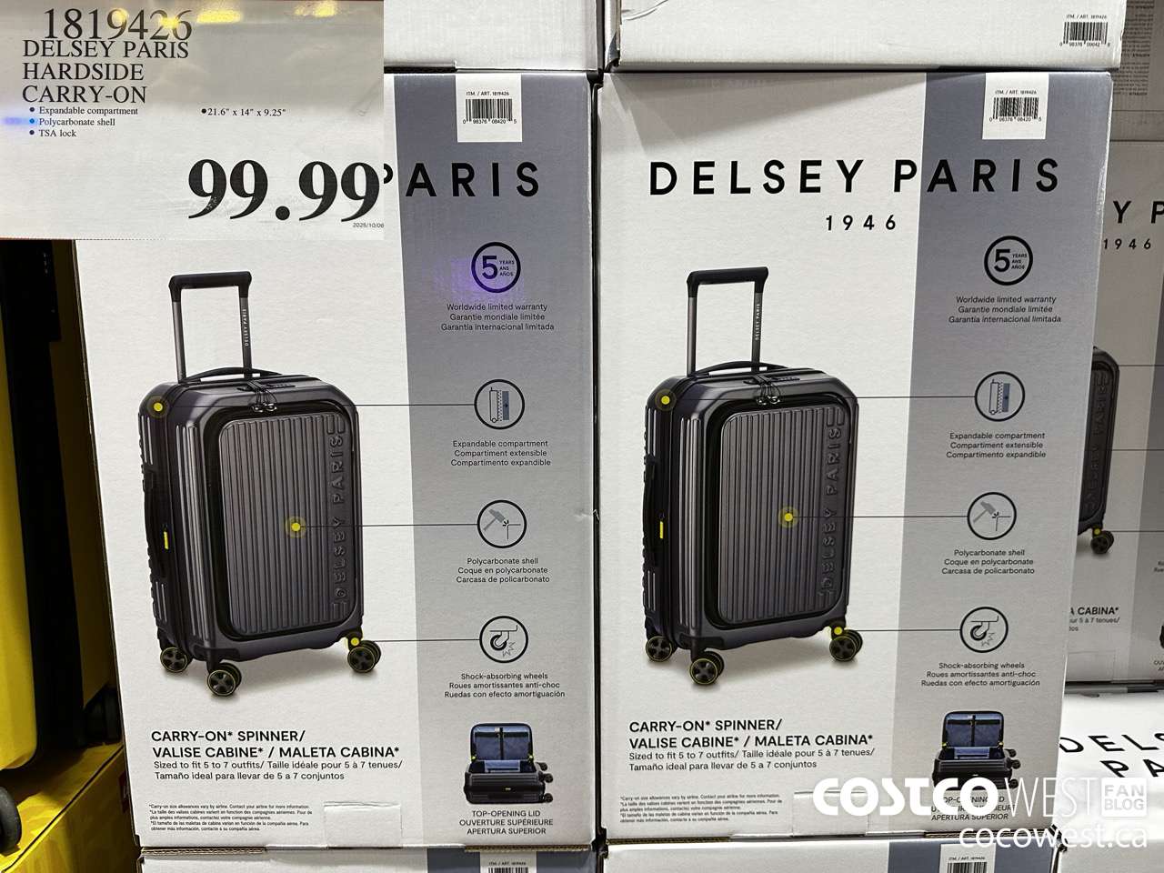 1819426 DELSEY PARIS HARDSIDE CARRY ON $99.99