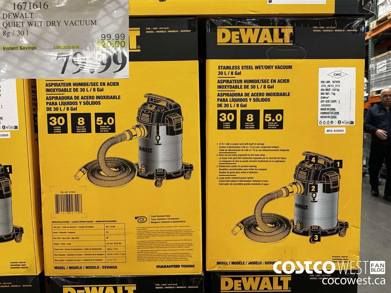 1671616 DEWALT 8 GALLON WET/DRY VAC ($20.00 INSTANT SAVINGS EXPIRES ON 2025-10-26) $79.99