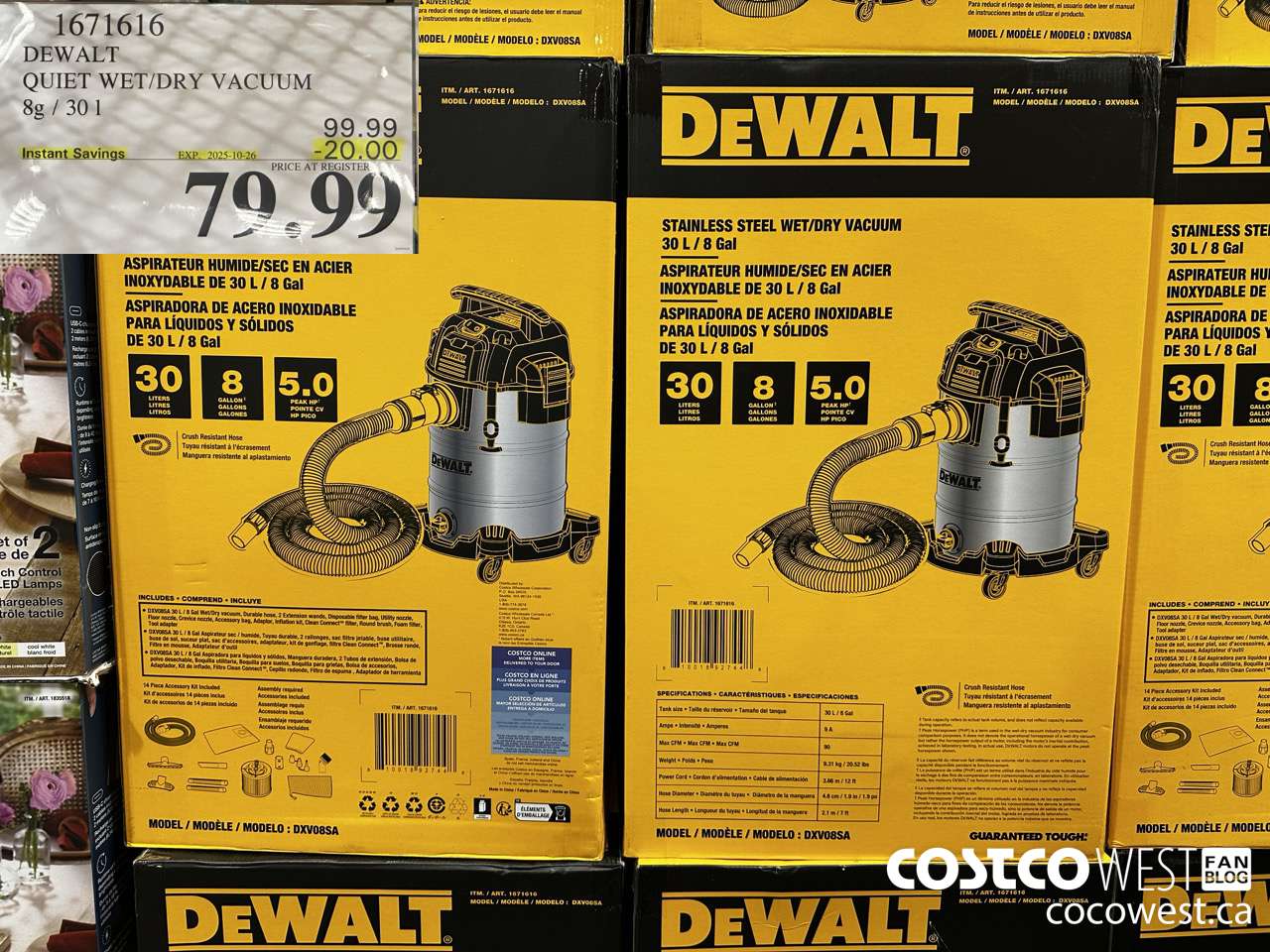 1671616 DEWALT 8 GALLON WET/DRY VAC ($20.00 INSTANT SAVINGS EXPIRES ON 2025-10-26) $79.99