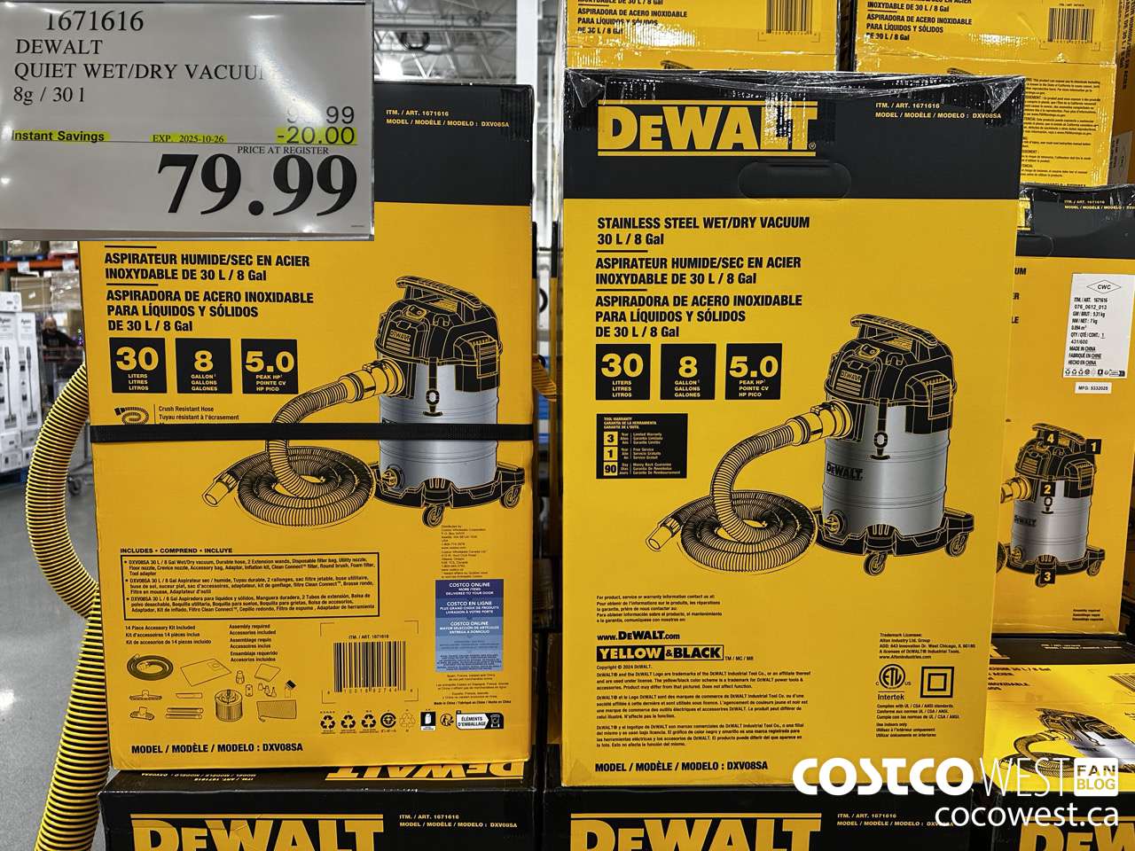 1671616 DEWALT 8 GALLON WET/DRY VAC ($20.00 INSTANT SAVINGS EXPIRES ON 2025-10-26) $79.99