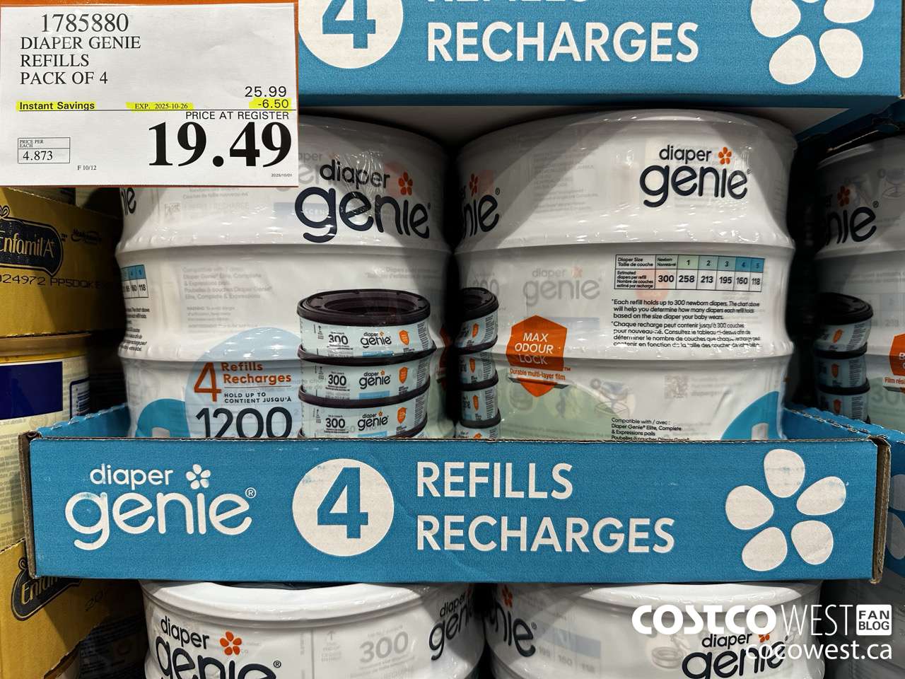 1785880 DIAPER GENIE REFILLS PACK OF 4 ($6.50 INSTANT SAVINGS EXPIRES ON 2025-10-26) $19.49
