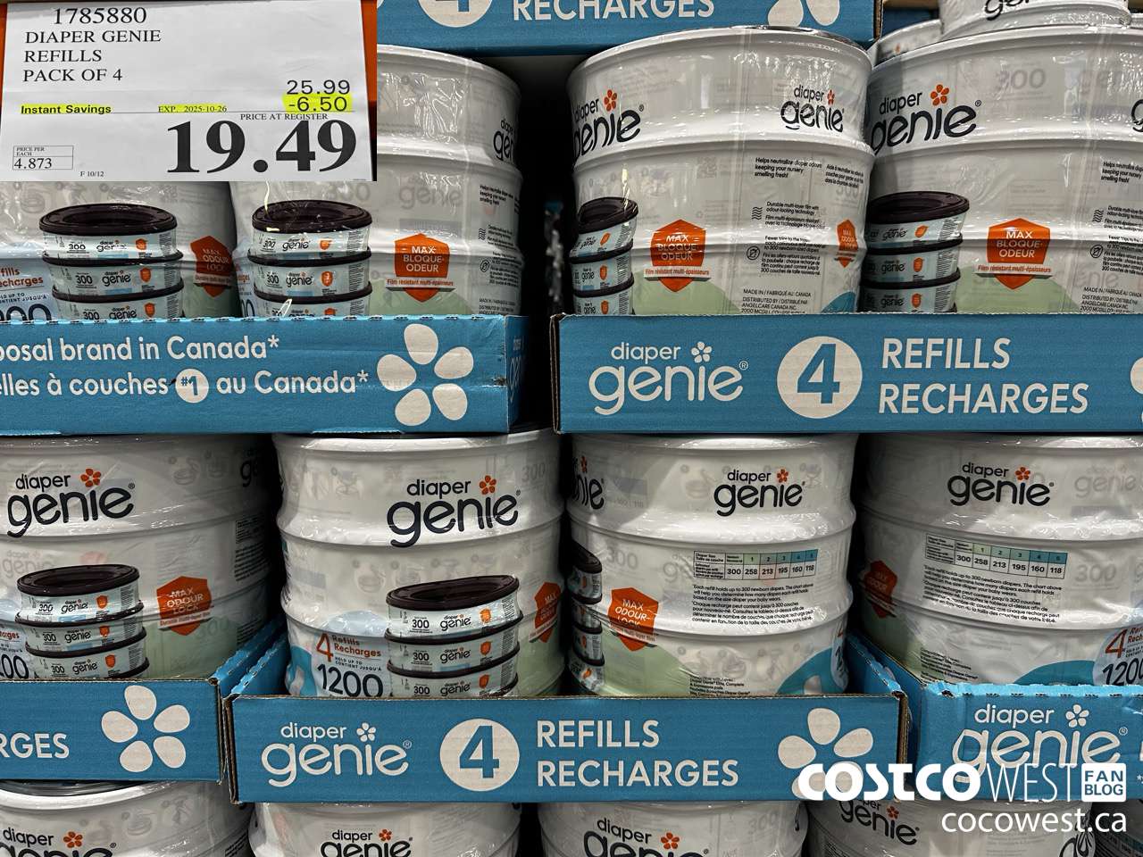1785880 DIAPER GENIE REFILLS PACK OF 4 ($6.50 INSTANT SAVINGS EXPIRES ON 2025-10-26) $19.49
