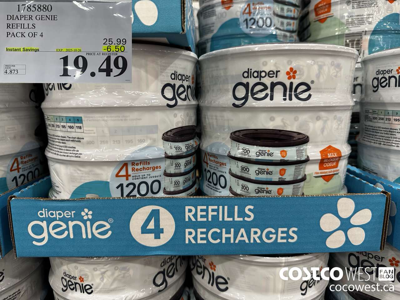 1785880 DIAPER GENIE REFILLS PACK OF 4 ($6.50 INSTANT SAVINGS EXPIRES ON 2025-10-26) $19.49