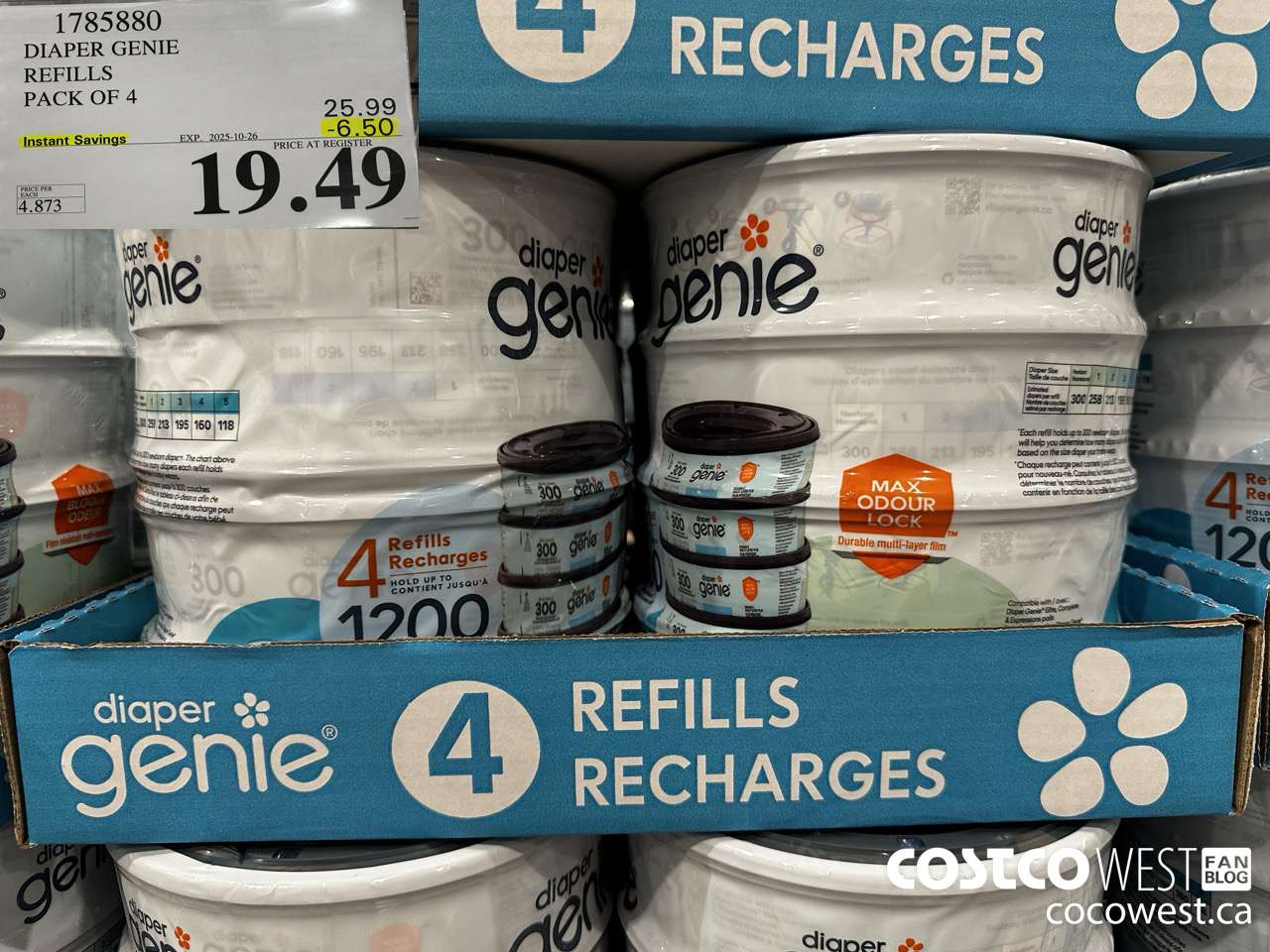 1785880 DIAPER GENIE REFILLS PACK OF 4 ($6.50 INSTANT SAVINGS EXPIRES ON 2025-10-26) $19.49