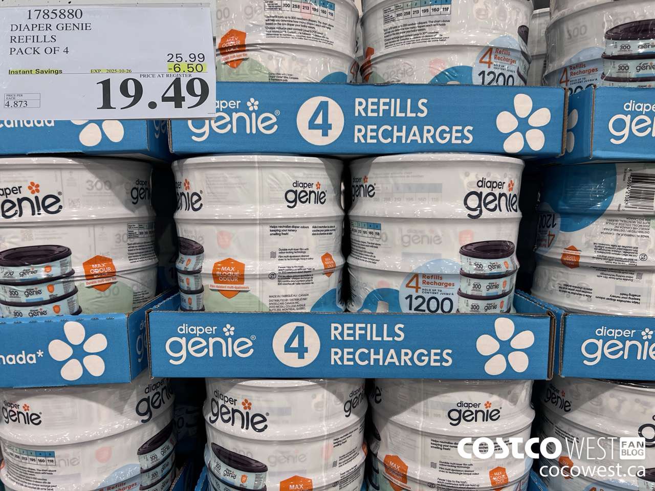1785880 DIAPER GENIE REFILLS PACK OF 4 ($6.50 INSTANT SAVINGS EXPIRES ON 2025-10-26) $19.49