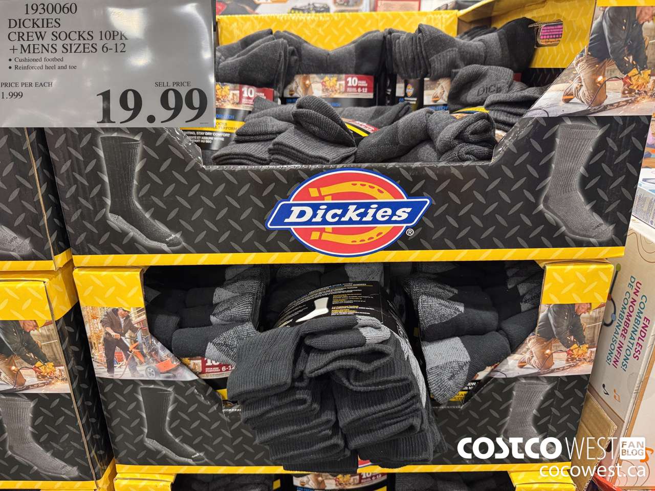 1930060 DICKIES CREW SOCKS 10PK MENS SIZES 6-12 $19.99