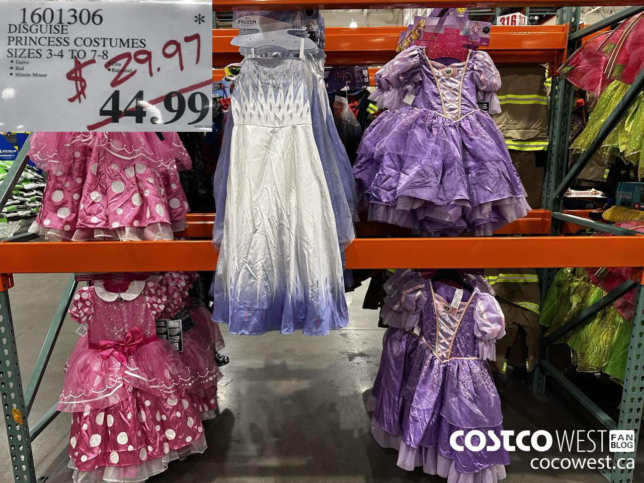 1601306 DISGUISE DISNEY LICENSED COSTUMES SIZES 3/4 TO 7/8 $29.97