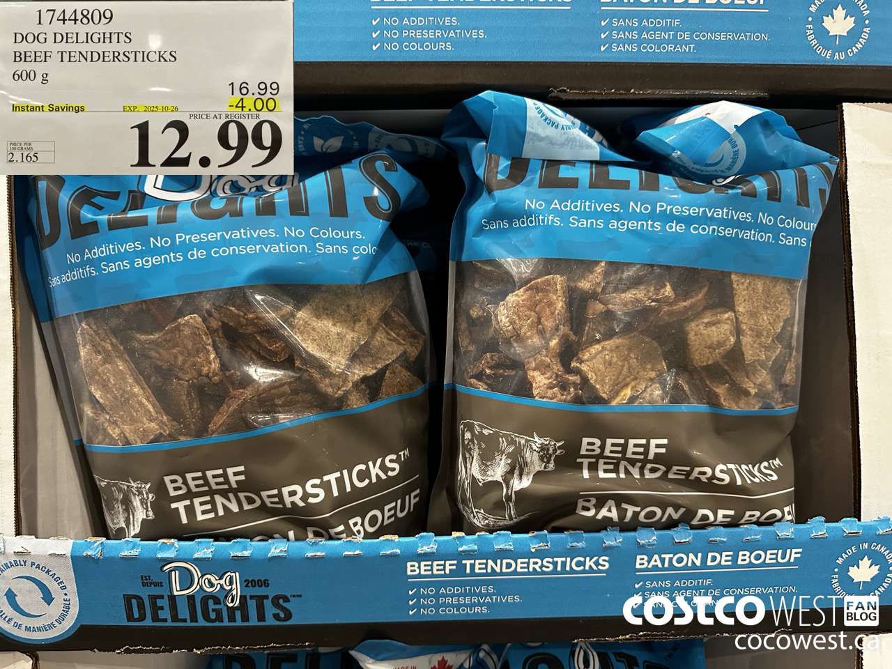 1744809 DOG DELIGHTS BEEF TENDERSTICKS 600G ($4.00 INSTANT SAVINGS EXPIRES ON 2025-10-26) $12.99