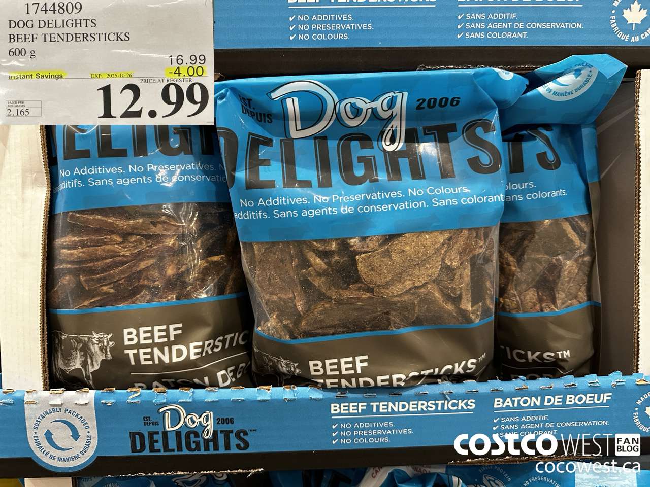 1744809 DOG DELIGHTS BEEF TENDERSTICKS 600G ($4.00 INSTANT SAVINGS EXPIRES ON 2025-10-26) $12.99