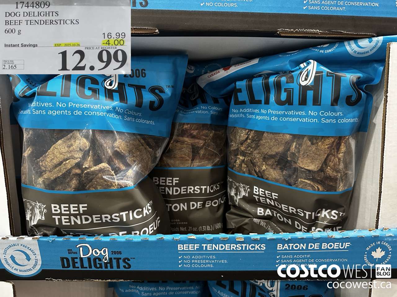 1744809 DOG DELIGHTS BEEF TENDERSTICKS 600G ($4.00 INSTANT SAVINGS EXPIRES ON 2025-10-26) $12.99