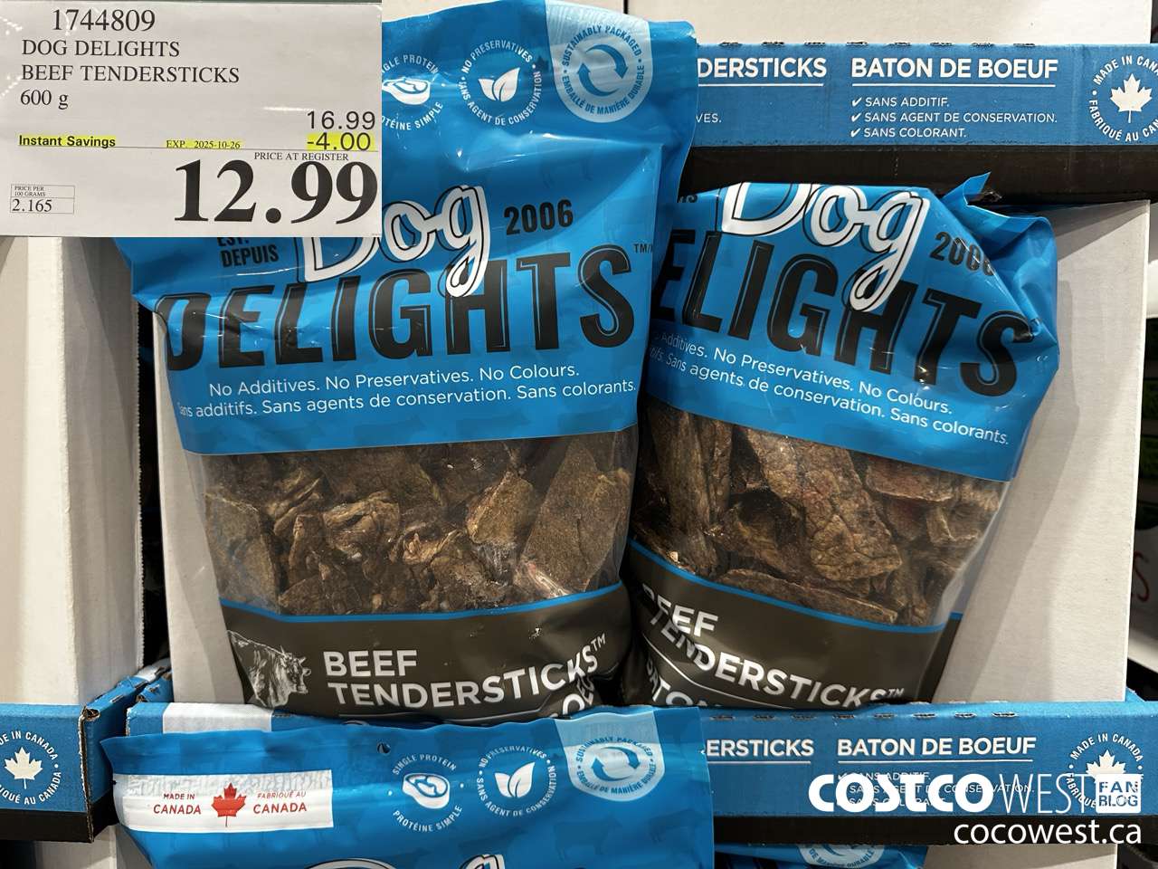 1744809 DOG DELIGHTS BEEF TENDERSTICKS 600G ($4.00 INSTANT SAVINGS EXPIRES ON 2025-10-26) $12.99