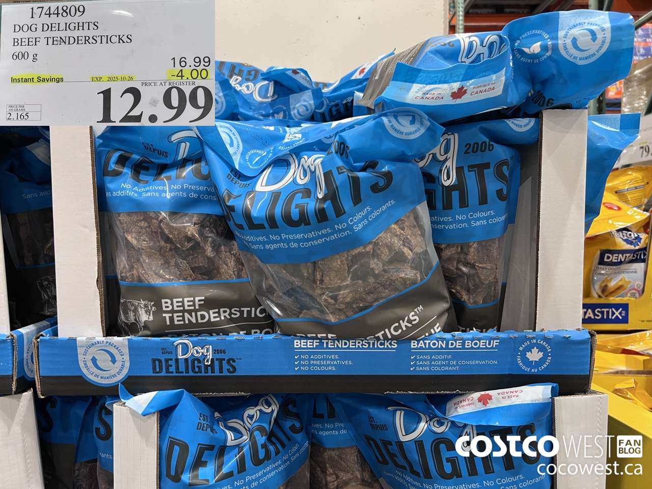 1744809 DOG DELIGHTS BEEF TENDERSTICKS 600G ($4.00 INSTANT SAVINGS EXPIRES ON 2025-10-26) $12.99