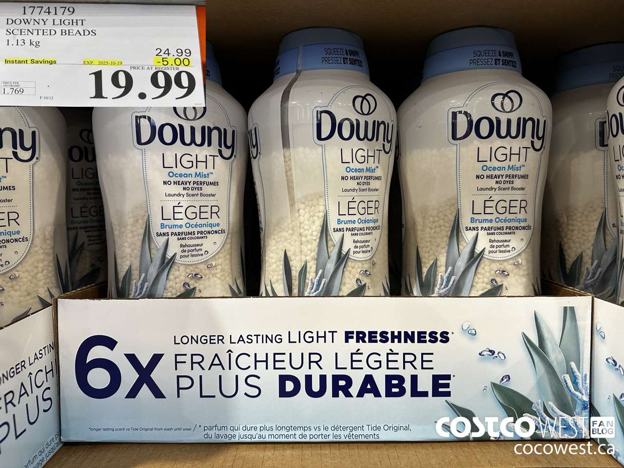 1774179 DOWNY LIGHT SCENTED BEADS 1.13KG ($5.00 INSTANT SAVINGS EXPIRES ON 2025-10-19) $19.99