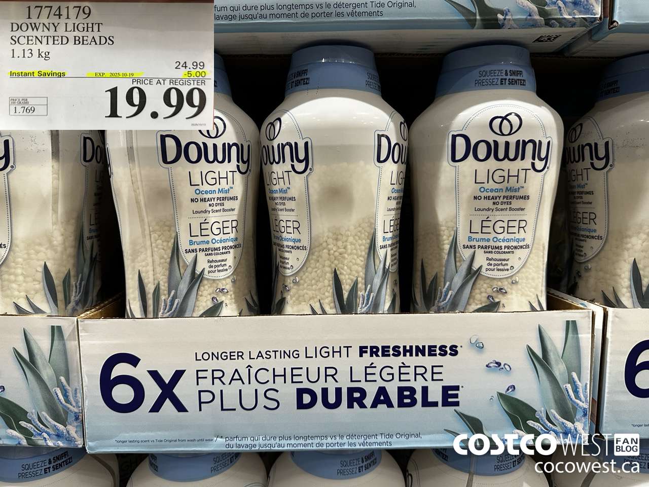 1774179 DOWNY LIGHT SCENTED BEADS 1.13KG ($5.00 INSTANT SAVINGS EXPIRES ON 2025-10-19) $19.99