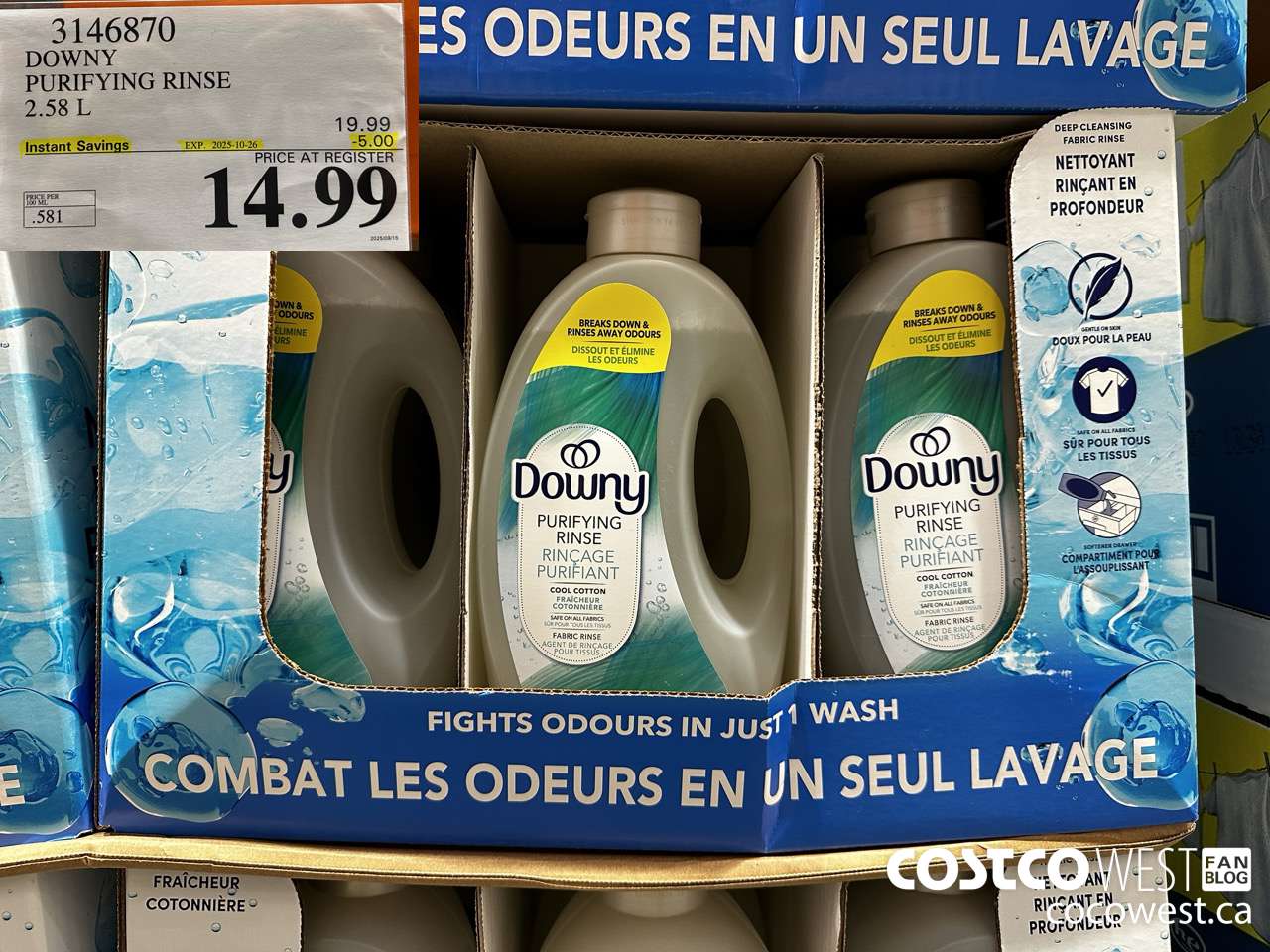 3146870 DOWNY PURIFYING RINSE 2.58L ($5.00 INSTANT SAVINGS EXPIRES ON 2025-10-26) $14.99