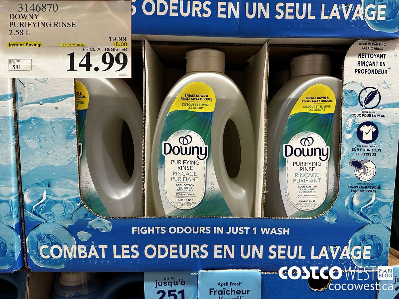 3146870 DOWNY PURIFYING RINSE 2.58L ($5.00 INSTANT SAVINGS EXPIRES ON 2025-10-26) $14.99