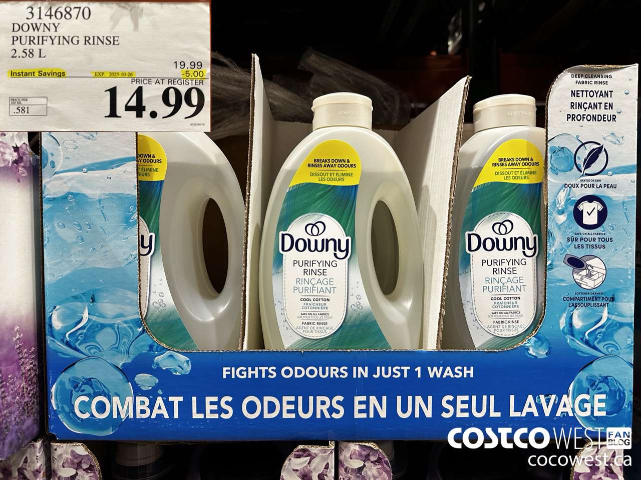 3146870 DOWNY PURIFYING RINSE 2.58L ($5.00 INSTANT SAVINGS EXPIRES ON 2025-10-26) $14.99