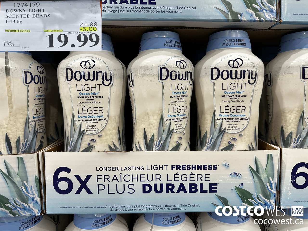 1774179 DOWNY UNSTOPABLE LIGHT OCEAN MIST 1131G ($5.00 INSTANT SAVINGS EXPIRES ON 2025-10-19) $19.99