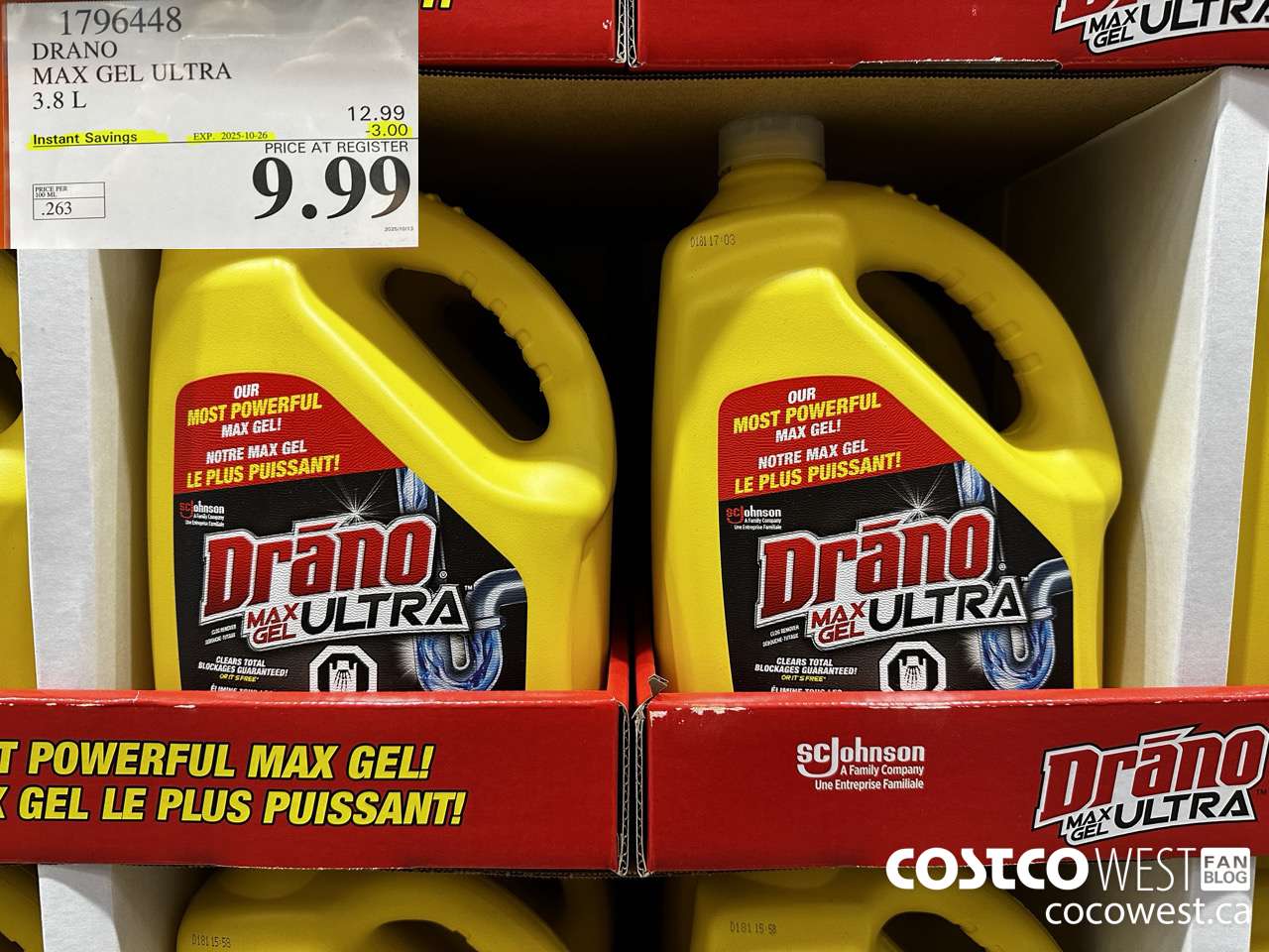 1796448 DRANO MAX GEL ULTRA 3.8L ($3.00 INSTANT SAVINGS EXPIRES ON 2025-10-26) $9.99