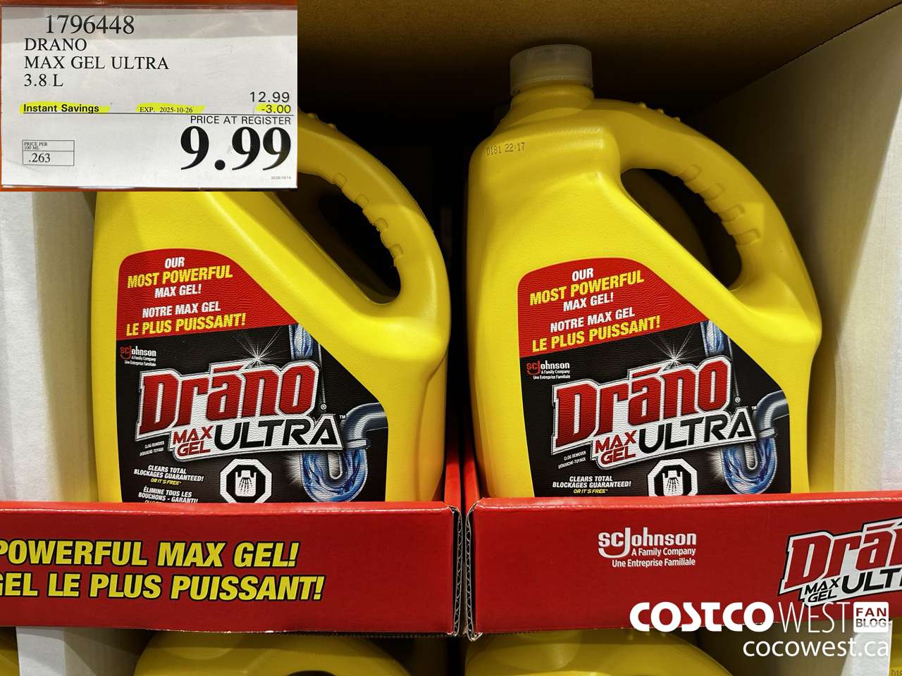 1796448 DRANO MAX GEL ULTRA 3.8L ($3.00 INSTANT SAVINGS EXPIRES ON 2025-10-26) $9.99