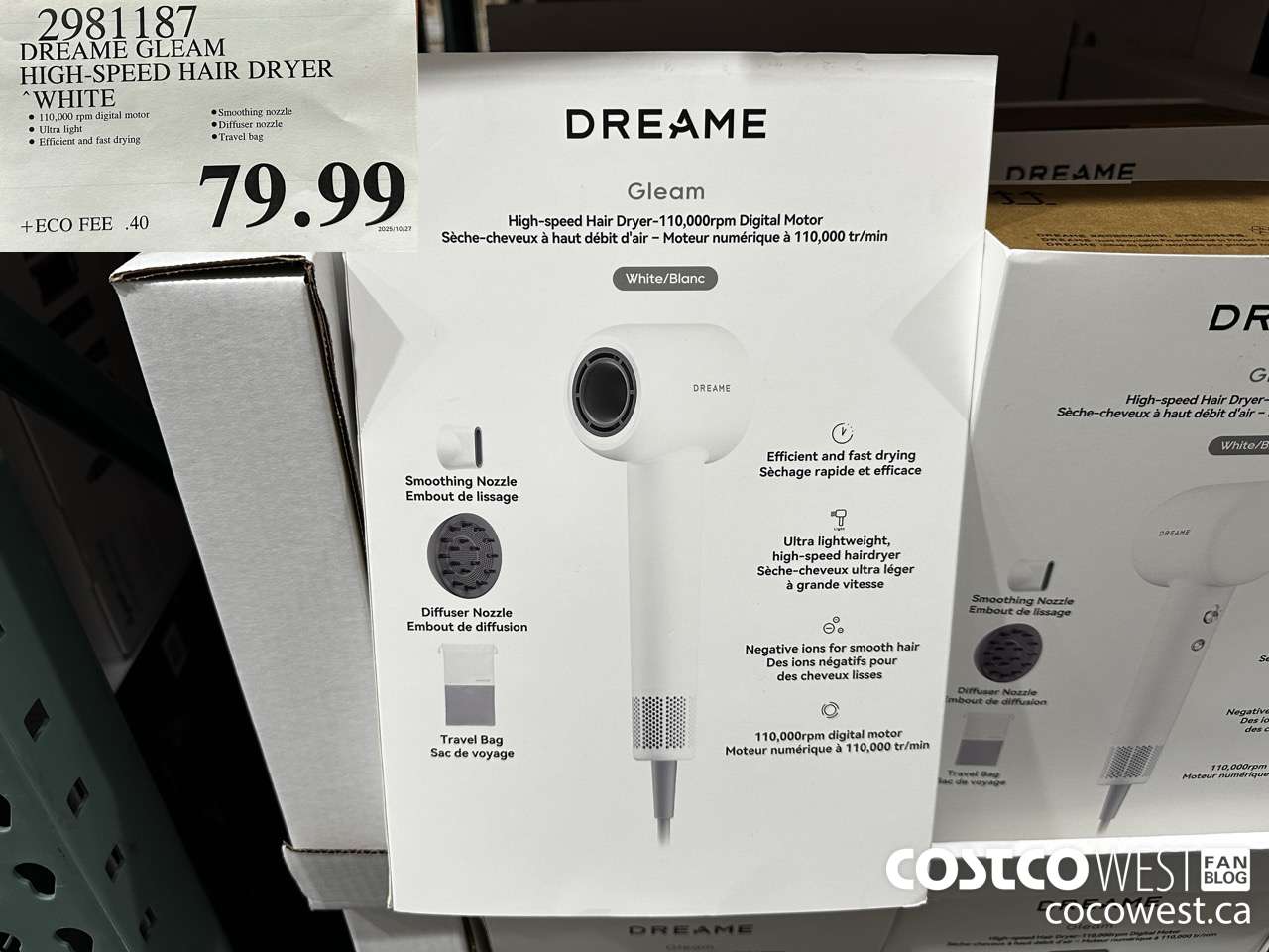 2981187 DREAME GLEAM HIGH-SPEED HAIR DRYER WHITE $79.99