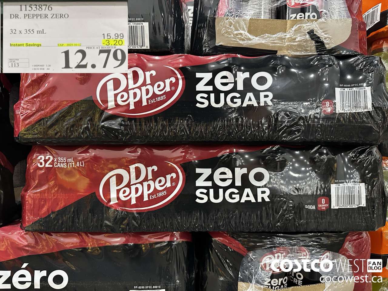 1153876 DR. PEPPER ZERO 32 X 355ML ($3.20 INSTANT SAVINGS EXPIRES ON 2025-10-12) $12.79