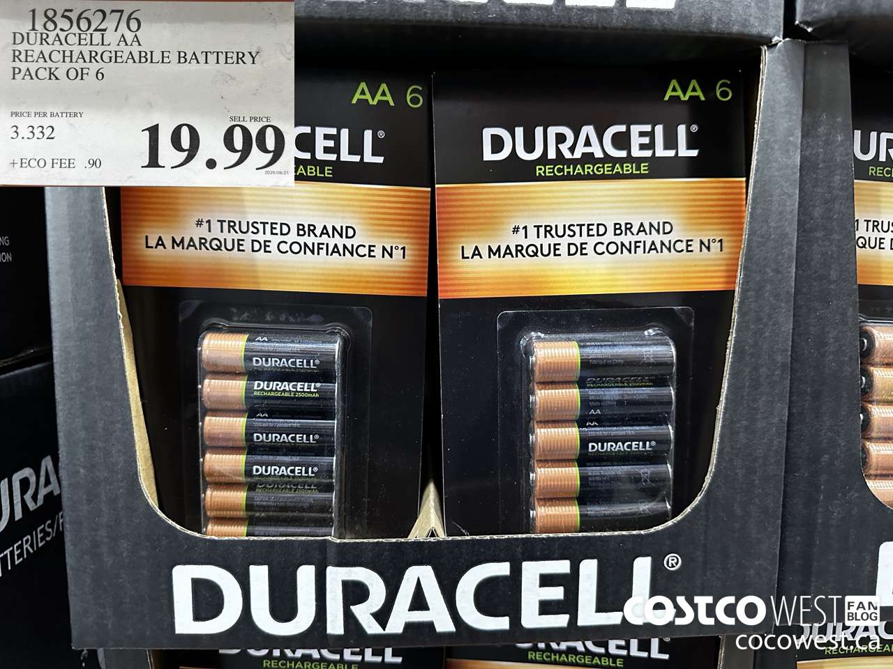 1856276 DURACELL AA RECHARGEABLE BATTERY PACK OF 6 $19.99