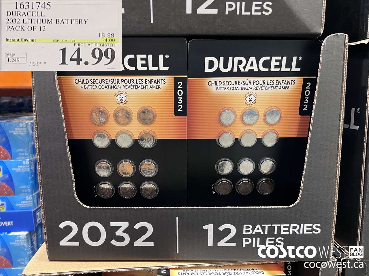 1631745 DURACELL LITHIUM 2032 BATTERY PACK OF 12 ($4.00 INSTANT SAVINGS EXPIRES ON 2025-10-26) $14.99