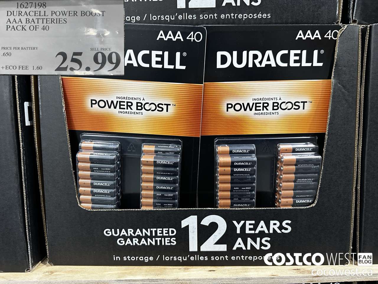 1627198 DURACELL POWER BOOST AAA BATTERIES PACK OF 40 $25.99